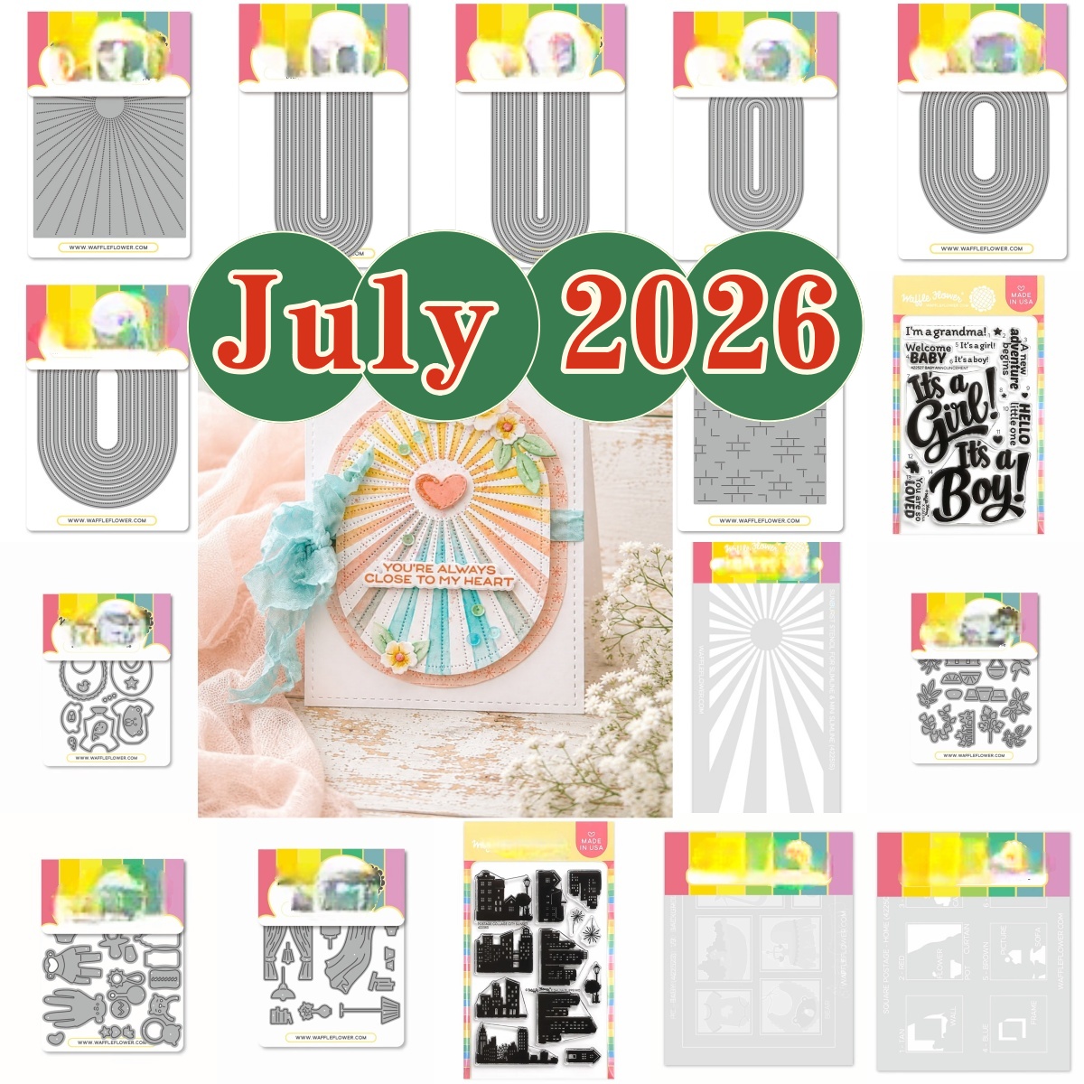 Baby Clothing Bag - Juli 2026 Windows Postage Collage Langwerpige