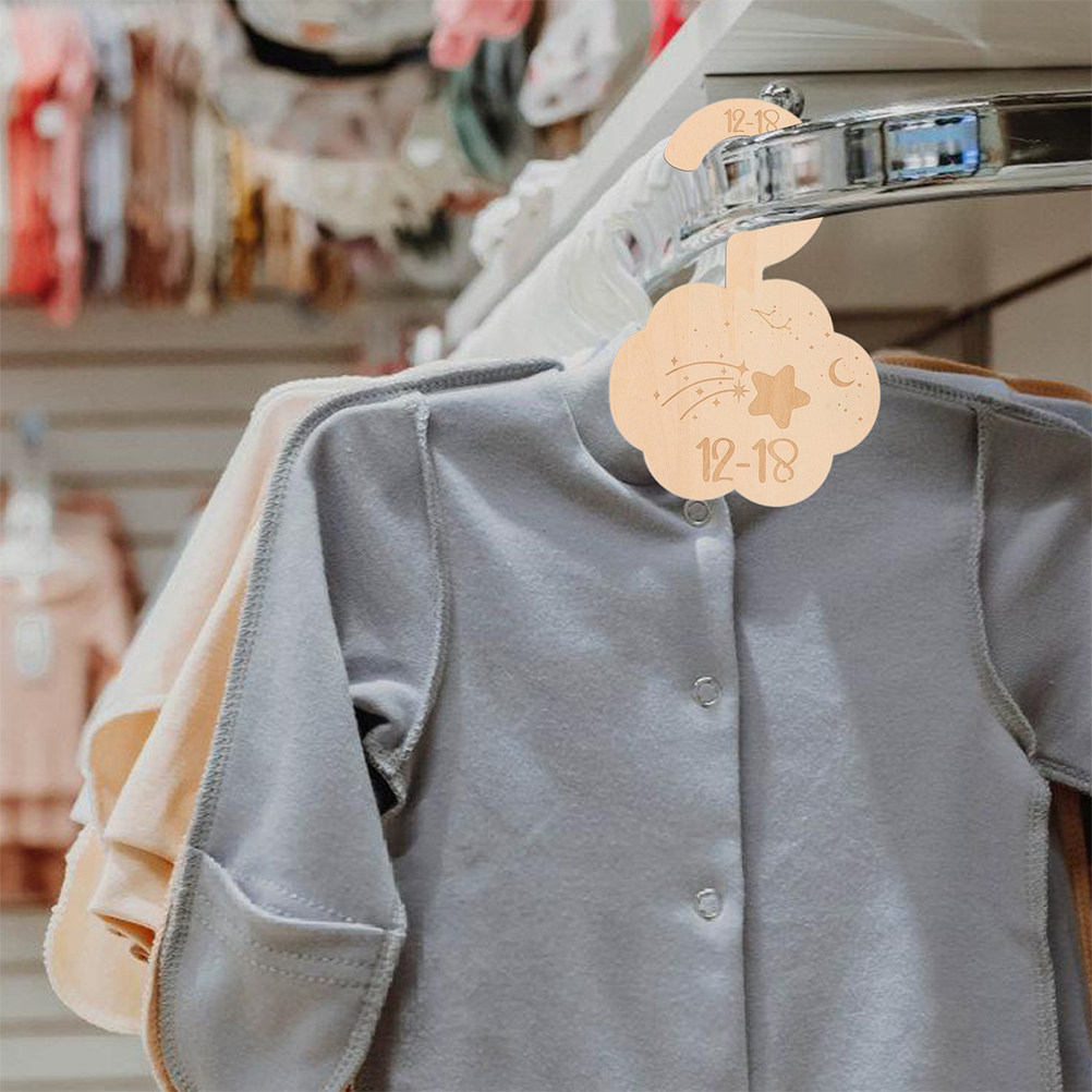 Baby Clothing Wardrobe - 14 Stuks Houten Kinderkamer Kledingverdelers Cloud