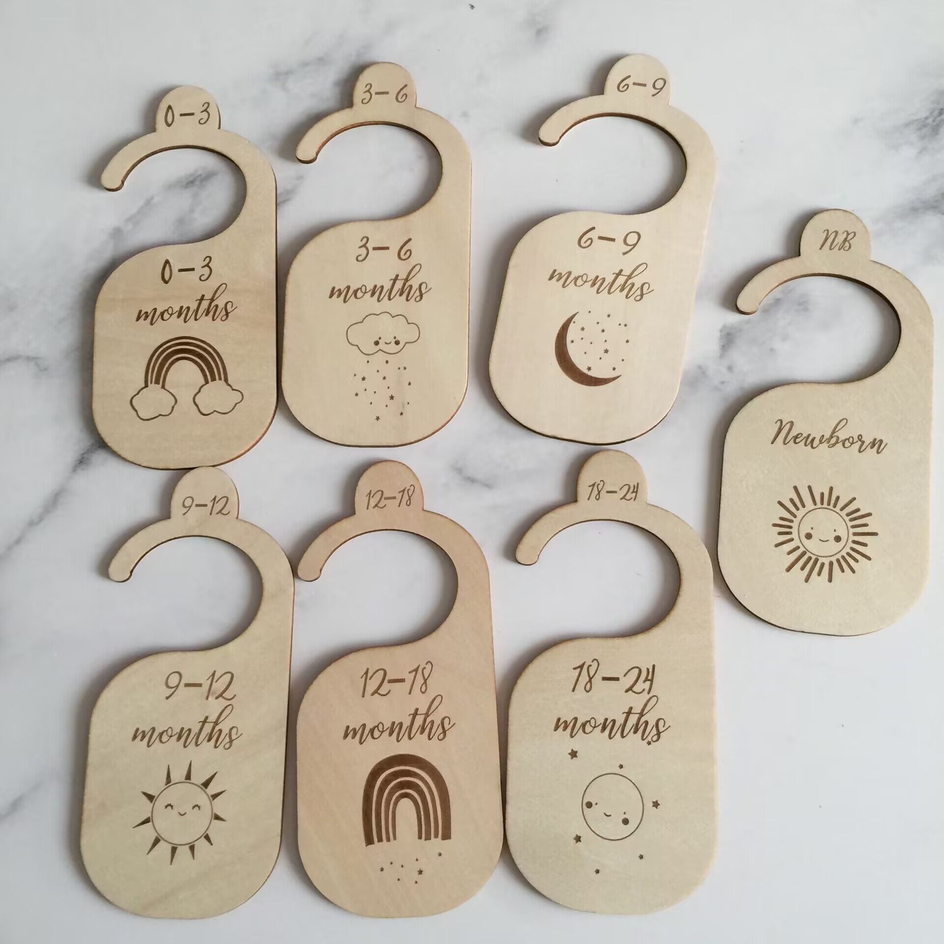Baby Clothing Hanger Dividers - Houten babykast maatverdeler organizer hanger kledingverdelers