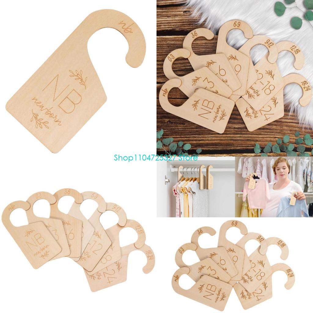 Baby Clothing Hanger Dividers - D8KF Babygarderobe organisatoren Natuurlijk hout Kledingmaatverdelers