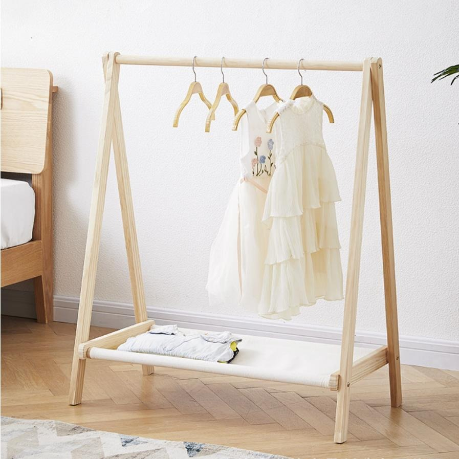 Baby Clothing Rack - Massief Houten Vloer Staande Kledinghanger Eenvoudige